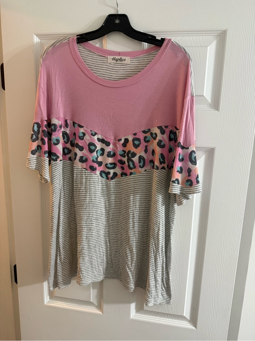 Pink Leopard Chevron Top